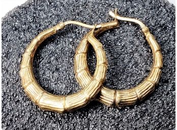 Vintage 14k Gold Earrings With A Horseshoe Bamboo Design