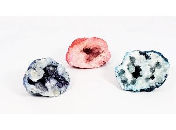 3 Colored Geode Rocks