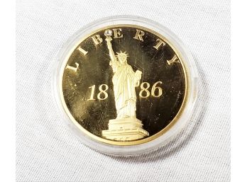 24K Layered Gold  Proof Commemorative Medallion Statue Of Liberty