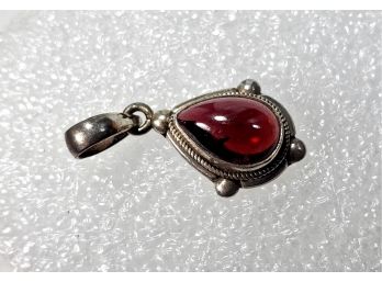 Vintage Red Stone Sterling Silver Pendant