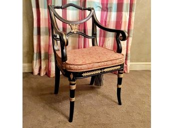 Black And Gold Regency Style Accent Chair