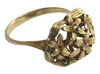 18K Gold Tested Floral Design Ring 3.8 Grams