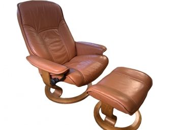 Stressless Ekornes Leather Chair & Matching Ottoman