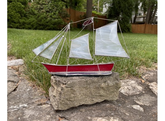 Fun Hand Crafted Stained Glass Boat