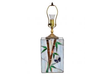Stunning Stained Glass Bamboo & Butterfly Detail Lamp With Night Light Base