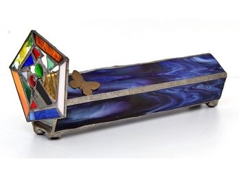 Hand Crafted Stained Glass Kaleidoscope With Cute Butterfly Detail