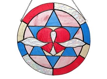 Colorful Hand Crafted  Circular Stained Glass Panel