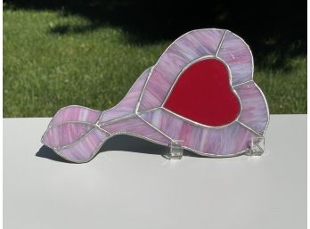 Fabulous Stained Glass Heart Form Hand Mirror