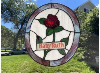 Hand Crafted Rose/ Baby Ruth Stained Glass Panel