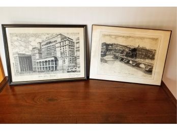Framed Pen And Ink Sketches Of Italy(SF57)
