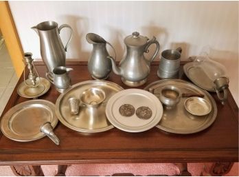 Lot Of Pewter Tankards, Candles Holders And More (SF22)