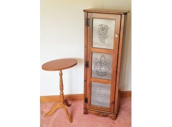 Pierced Tin Panel Cabinet And Small Oak Table(SF9)