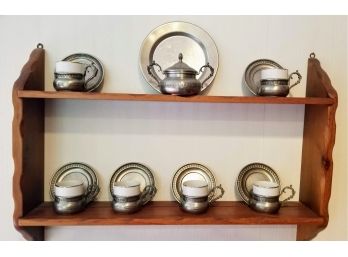 Pewter/ceramic Espresso Cups And Saucers(SF26)
