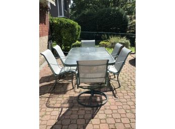 Glass Top Patio Table With Seating For Six