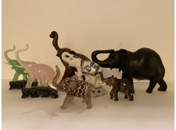 Glass And Porcelain Elephant Collection