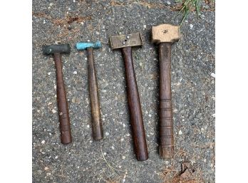 Vintage 3 Brass Top And 1 Copper Top Hammers