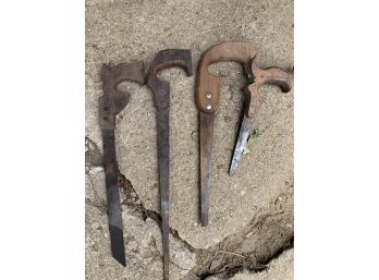 4 Small Vintage Hand Saws With Really Cool Handles