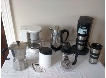 COFFEE LOT!  Four Coffee Makers, Coffee Mill, Bodum Press.....