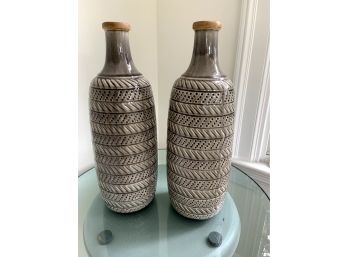 Pair Of Ceramic Vases - Taupe
