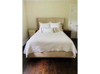 Queen Size Upholstered Bed W/nailhead Details