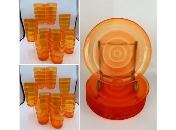 Orange Acrylics Cups And Plates