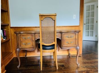 Antique Style Leather Top Desk And Chair