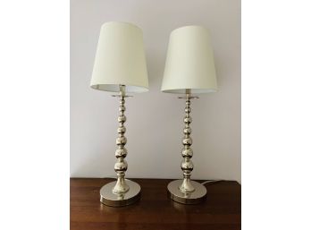 Pair Of Lamps - Silver Ball