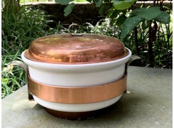 Casserole Dish W/Copper Lid And Holder