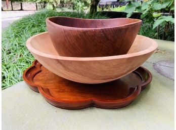 Wood Tray And Bowls - Including Simon Pearce Wood Bowl