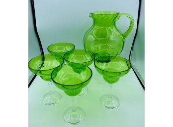 Green Acrylic Glasses And Pitcher