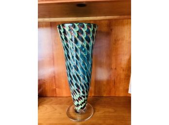 Multi Color Jewel Toned Glass Vase