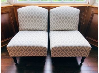 Pair Of Grey Armless Chairs