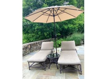 Awesome Outdoor Grouping - 2 Longe Chairs/1 Umbrella/1 Side Table