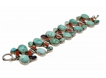 Sterling Turquoise Linked Bracelet