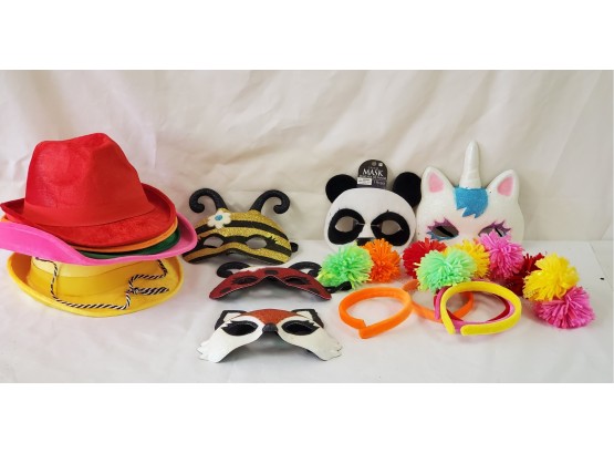 Cute Set Of Party Hats, Pom Pom Head Bands & Character Animal Masks