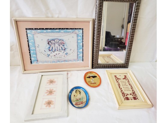 Assortment Of Vintage & Current Mirrors, Wall Art And More