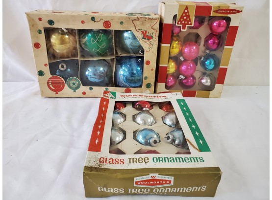 Vintage Colorful  Assortment Glass Christmas Ball Ornaments - Coby, Woolworth's