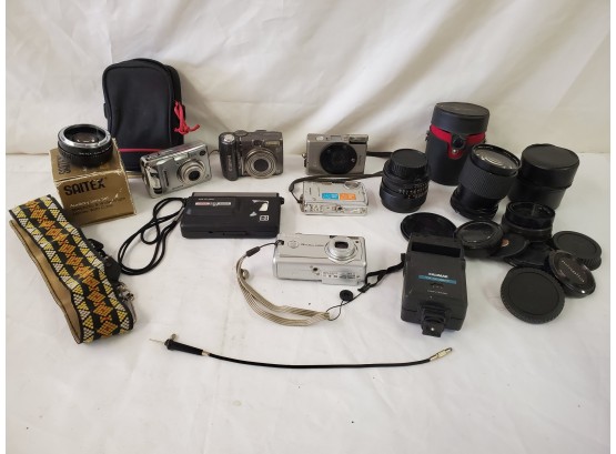 Mixed Lot Of Digital Cameras And Other Electronics, Cable & Gadgets