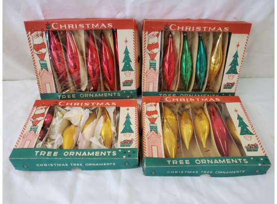 Great Assortment Of Shiny Brite Teardrop Glass Christmas Ornaments - Made In Poland