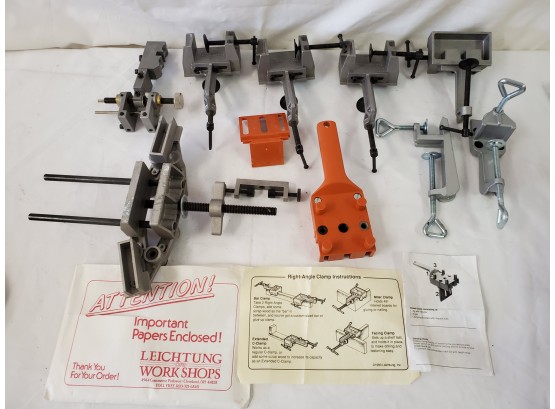 Assortment Of Leichtung Woodworking Clamps, Holders And Tools