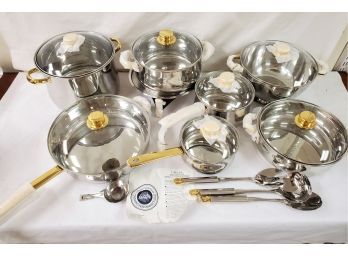 New Set Command Performance Gold By Cuisine Cookware 3 Ply 18/10 Stainless