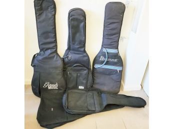 Assortment Of Black Canvas Guitar Gig Bags