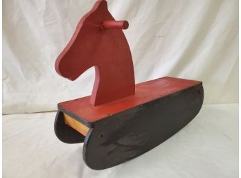 Adorable Vintage Wood Painted Child's Toddler's Small Rocking Horse Toy