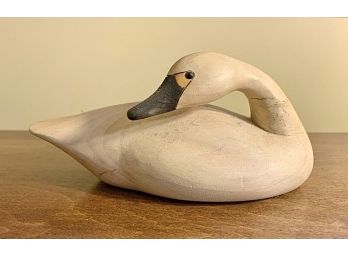 “Tundra Swan” Wooden Sculpture By Dux Dekes