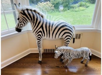 Hansa Small Stuffed Zebra And Hansa Adult Ride-on Plush Stuffed Zebra