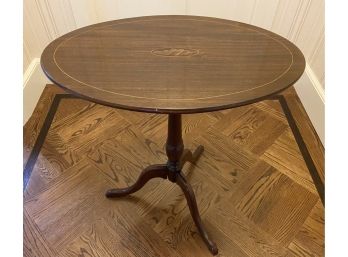 Vintage Oval Inlaid Tilt Top Table