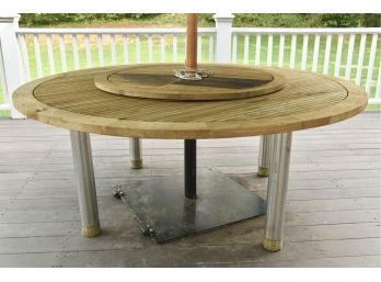 Barlow Tyrie Equinox 71' Outdoor Teak Patio Table With Lazy Susan
