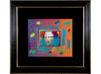Signed Peter Max Mixed Media Mona Lisa Collage