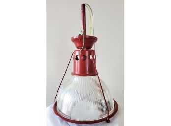 Vintage Authentic 1950s Holophane Industrial Lighting Fixture W/Original Glass Shade - New Paint & Wiring