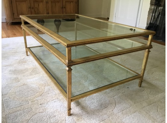 Gold Gilt  Iron 3 Tiers Glass And Metal  Coffee Table ( Retail 1,295 )